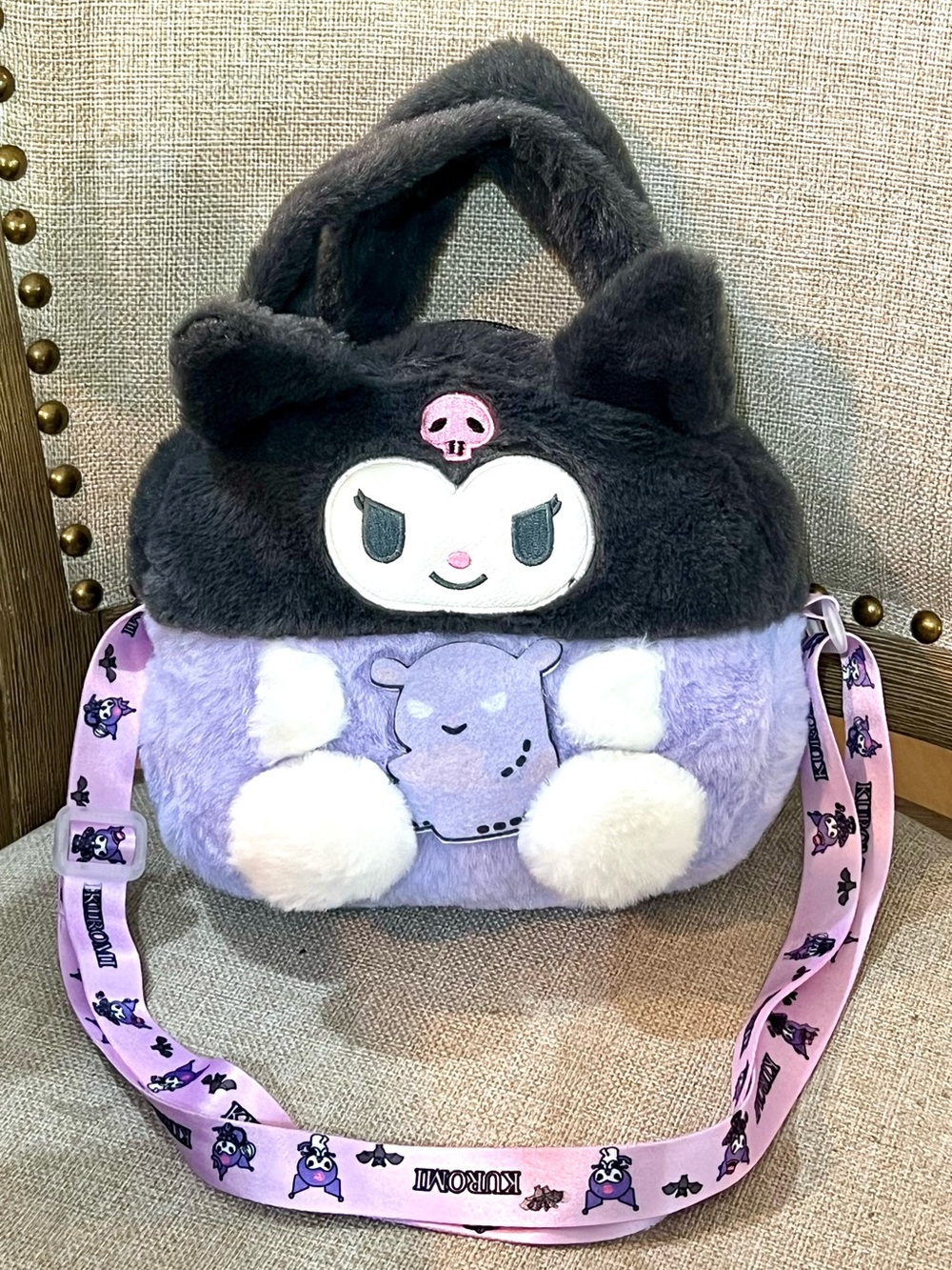 Kuromi Plush Purse Sanrio Hello Kitty GUC Crossbody Bag Stuffed Kawaii Cutecore